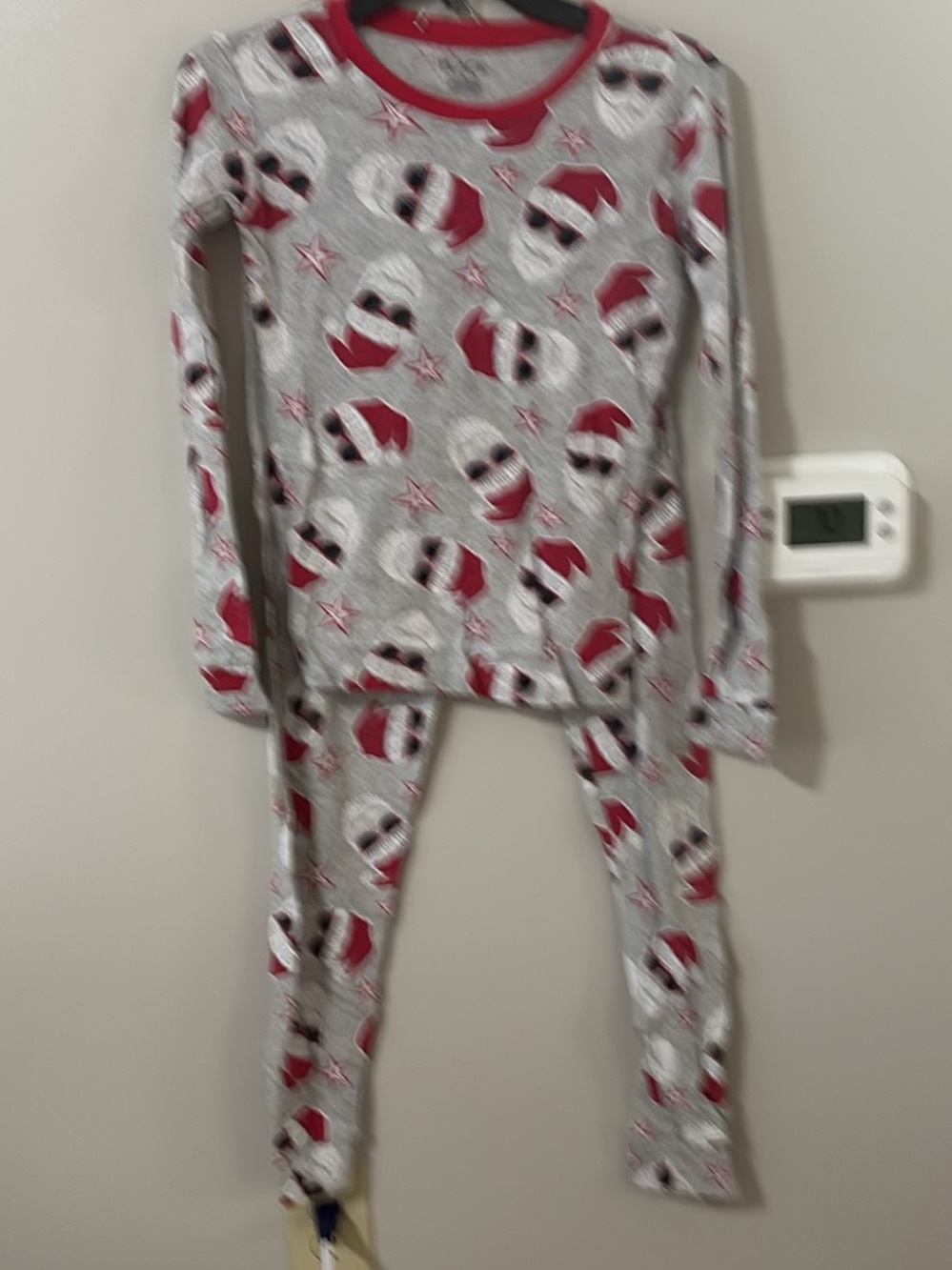 Unlisted Gray & Red Santa Face Kids Pajama Set